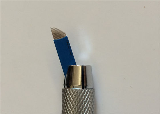 Cina Biru 0.25 MM 17 Pins Makeup Permanen Jarum Bordir 3D Untuk Tato pemasok