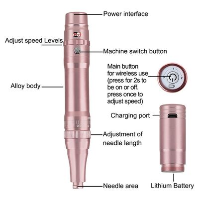 Popular Wireless Tattoo Gun Body Machine Panjang 136*20mm Microblading Cordless PMU Machine untuk alis Rambut Stroke alis pemasok