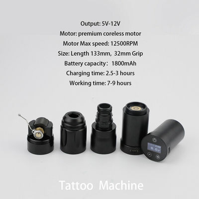 Stainless Steel 1800mAh NARW Wireless Tattoo Machine 1-OLED Display Touch Screen Baterai Rotary Tattoo Gun Tattoo Pen dengan Daya RCA pemasok
