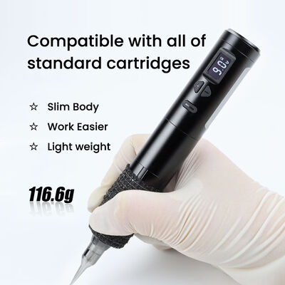 Wireless Dermografo Electric Tattoo Machine Cordless Permanent Makeup Machine Aluminium 2 Baterai Kepala RCA Konektor Model pemasok