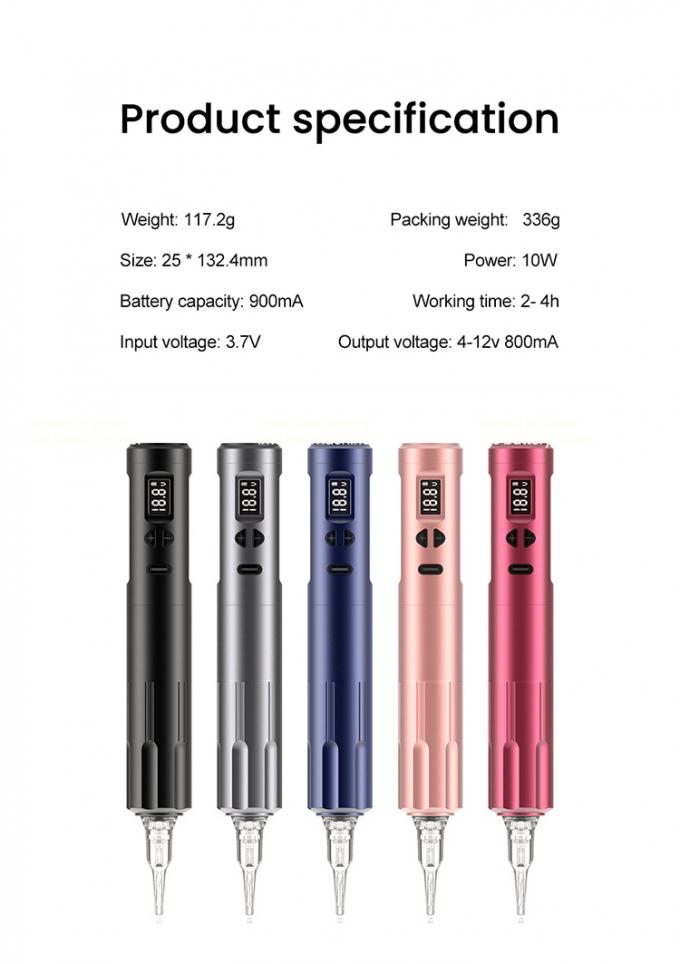 10W Wireless Dermografo Mesin Tato Wireless Mesin Makeup Permanen RCA Konektor Mesin Badan Panjang 24*132.4mm 8