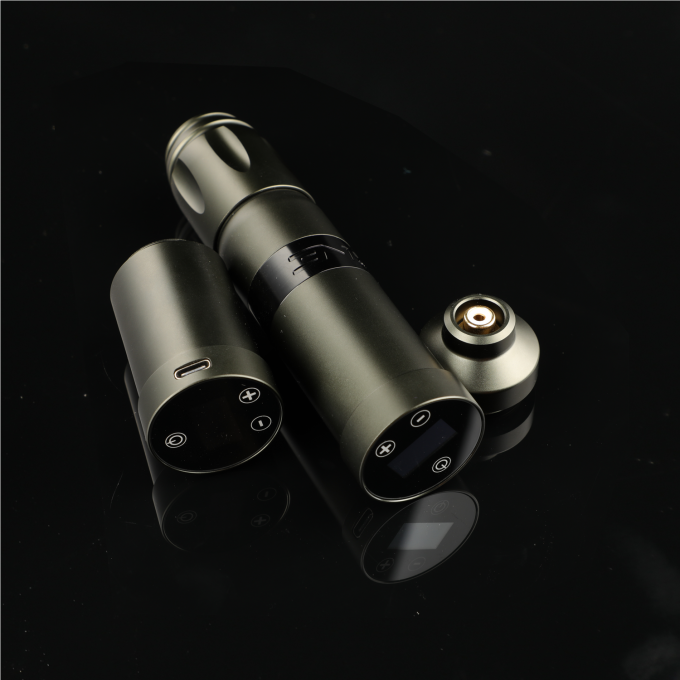 Stainless Steel 1800mAh NARW Wireless Tattoo Machine 1-OLED Display Touch Screen Baterai Rotary Tattoo Gun Tattoo Pen dengan Daya RCA 7