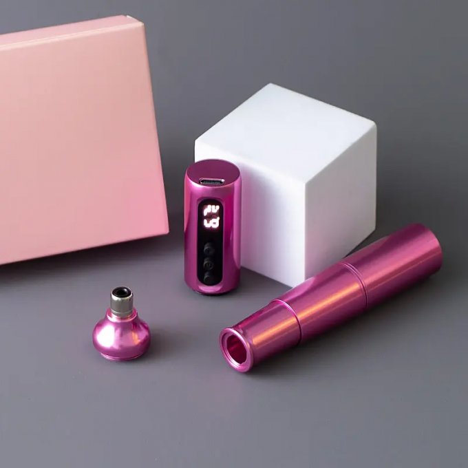 Scalp Mikropigmentasi alis Eyeline bibir Rotary Tato Kartrid Pen Baja tahan karat dengan catu daya baterai listrik 2