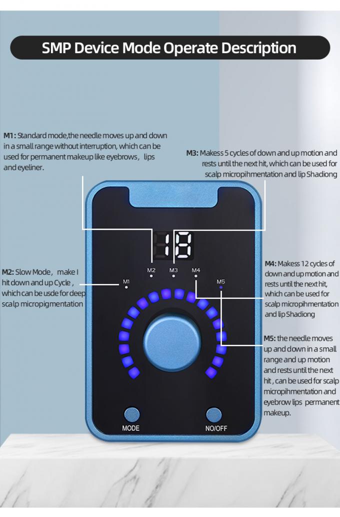 Alat Mikropigmentasi Kulit Kepala Tipe Senapan Listrik SMP dengan Makeup Permanen dan Mesin Tato Motor Swiss dalam Hitam Biru 4