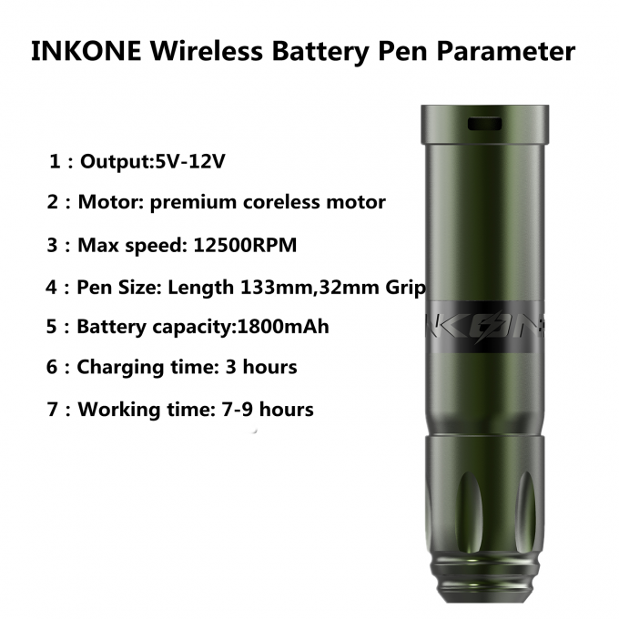 INKONE NARW Brand Digital LCD Touch Screen Display 1800mAh Baterai Tato Pen Micropigmentation Mesin Wireless Mesin Tato 4