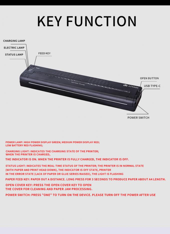 12000mAh Mini Printer Tattoo Stencil Thermal Copying Machine Wireless Transfer Printer Mesin Printer Tattoo 10