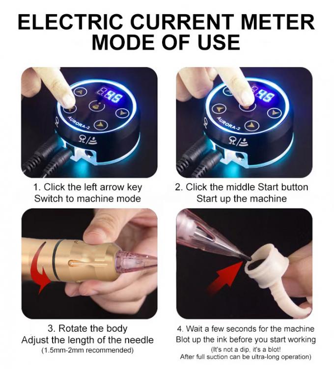 Set Mesin Tato Rotary dengan catu daya Aurora II Kit Pen Tato Populer Termasuk Senapan Tato 8