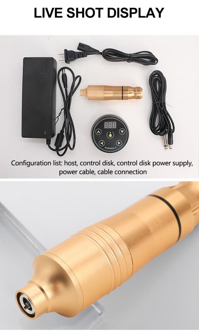 Set Mesin Tato Rotary dengan catu daya Aurora II Kit Pen Tato Populer Termasuk Senapan Tato 26